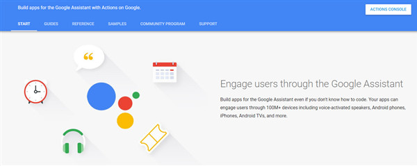 Die Actions on Google Homepage